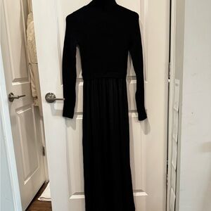 Thea Twofer Black Turtleneck Maxi Dress